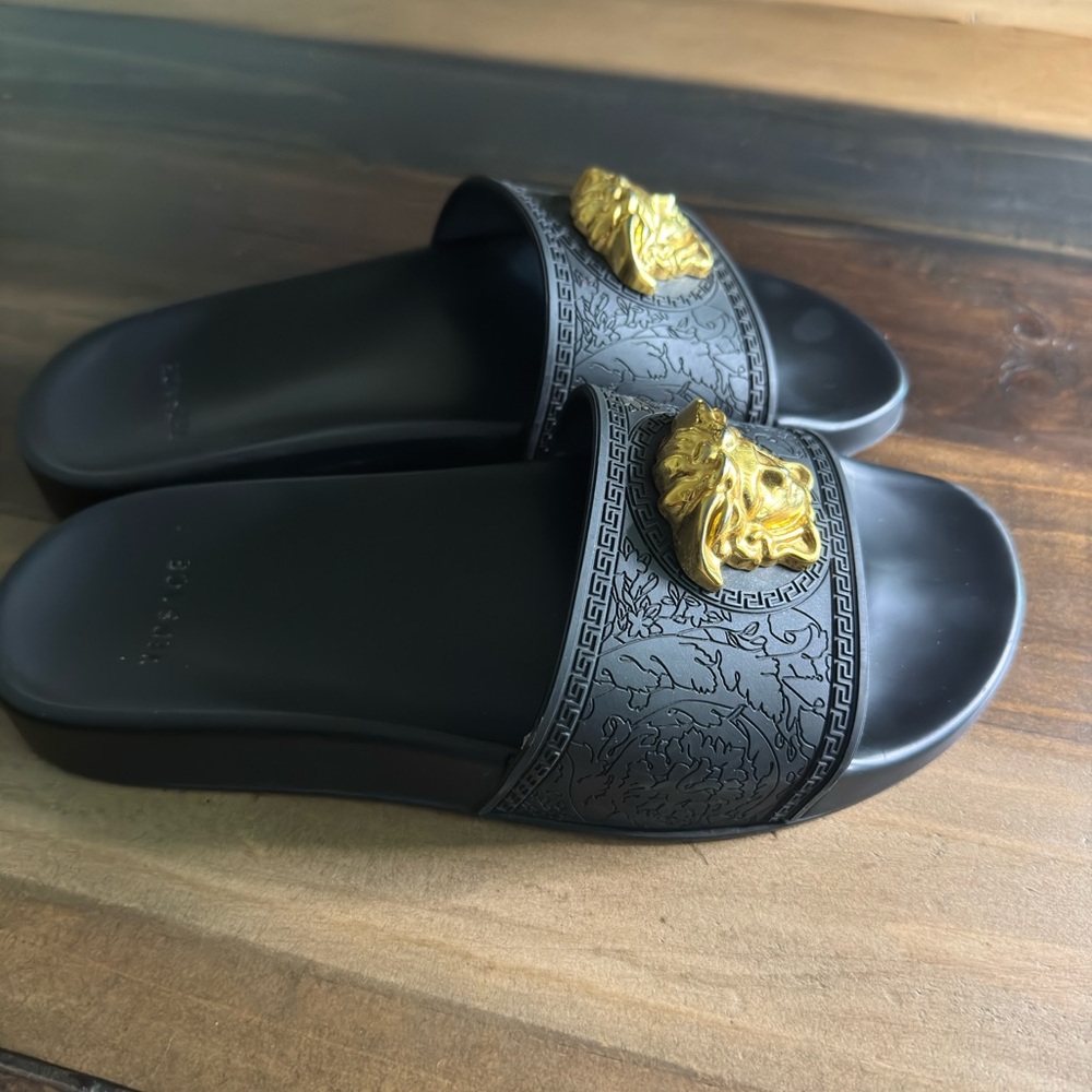 Versace Black Palazzo Pool Slides